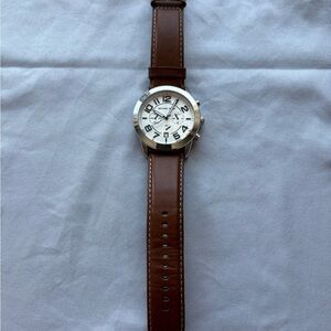 MICHAEL KORS Mercer Chronograph Stainless Steel Men's Watch with Leather Band